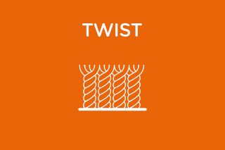 Cross section of twist pile carpet yarns